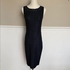 St. John Navy Mixed Media Tweed Dress